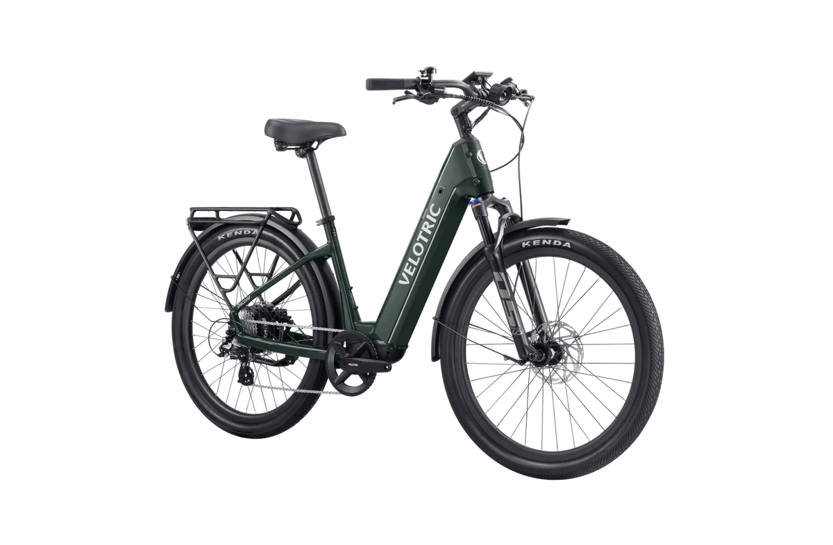 Velotric Discover 2 in Pine Green, three-quarter view