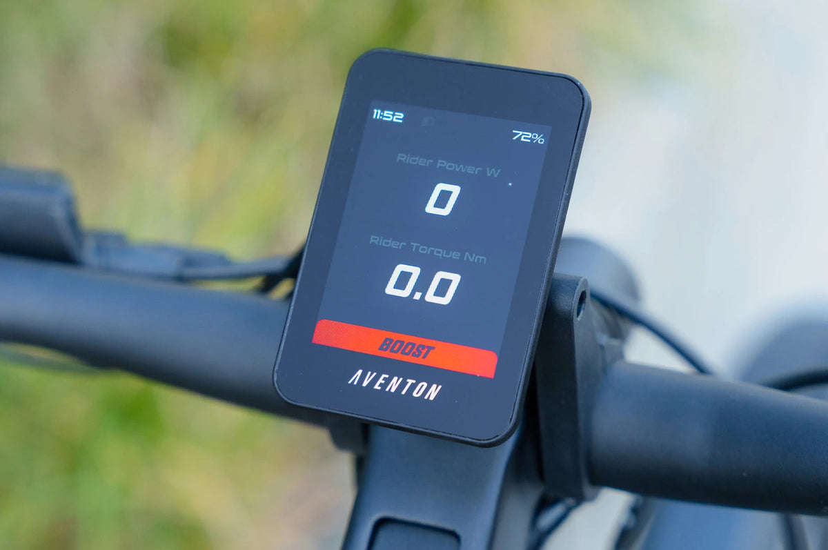 Aventon Level 4 REC color display on the handlebar