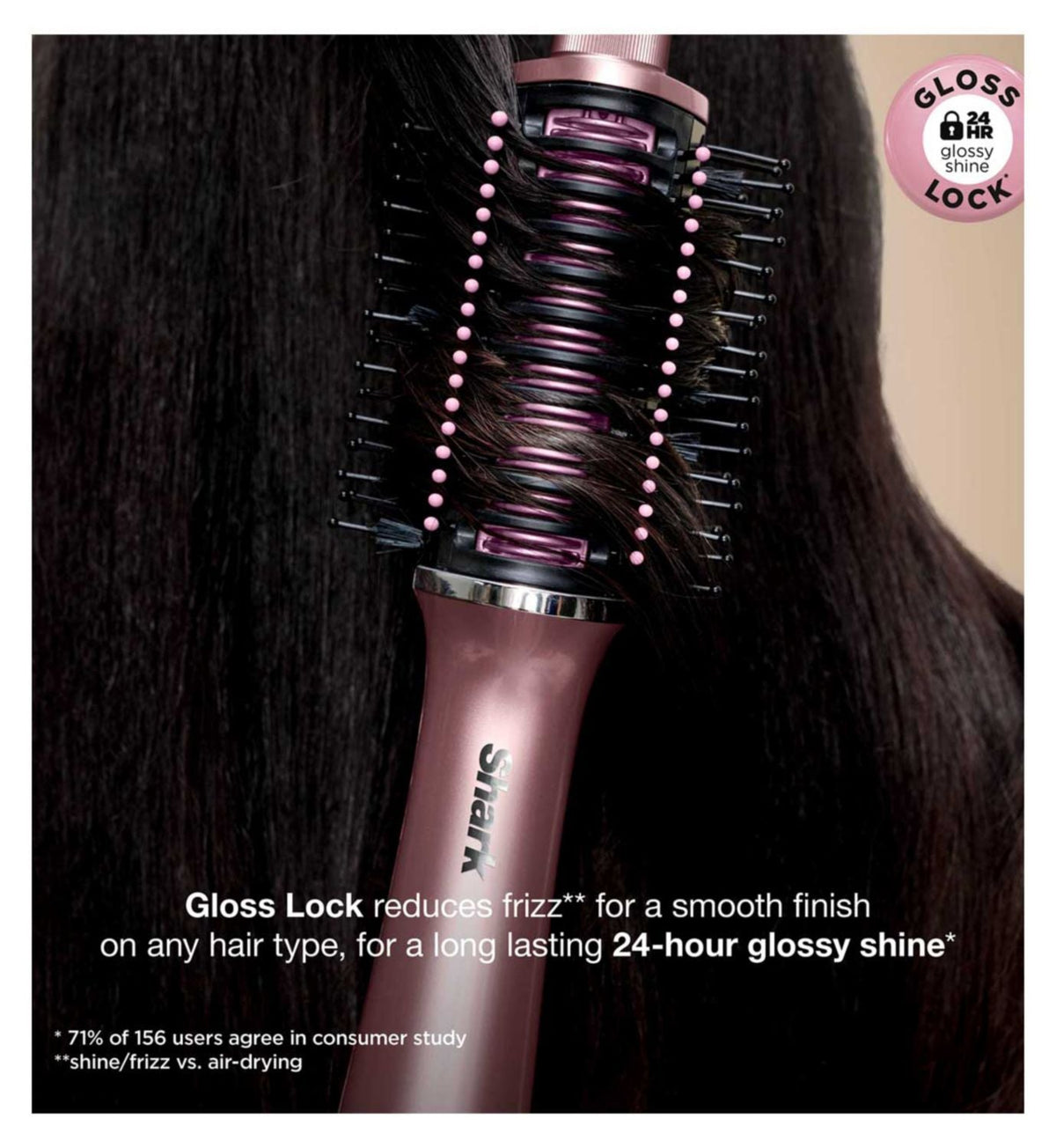 Shark Glossi hot tool and air glosser in pink - angle view