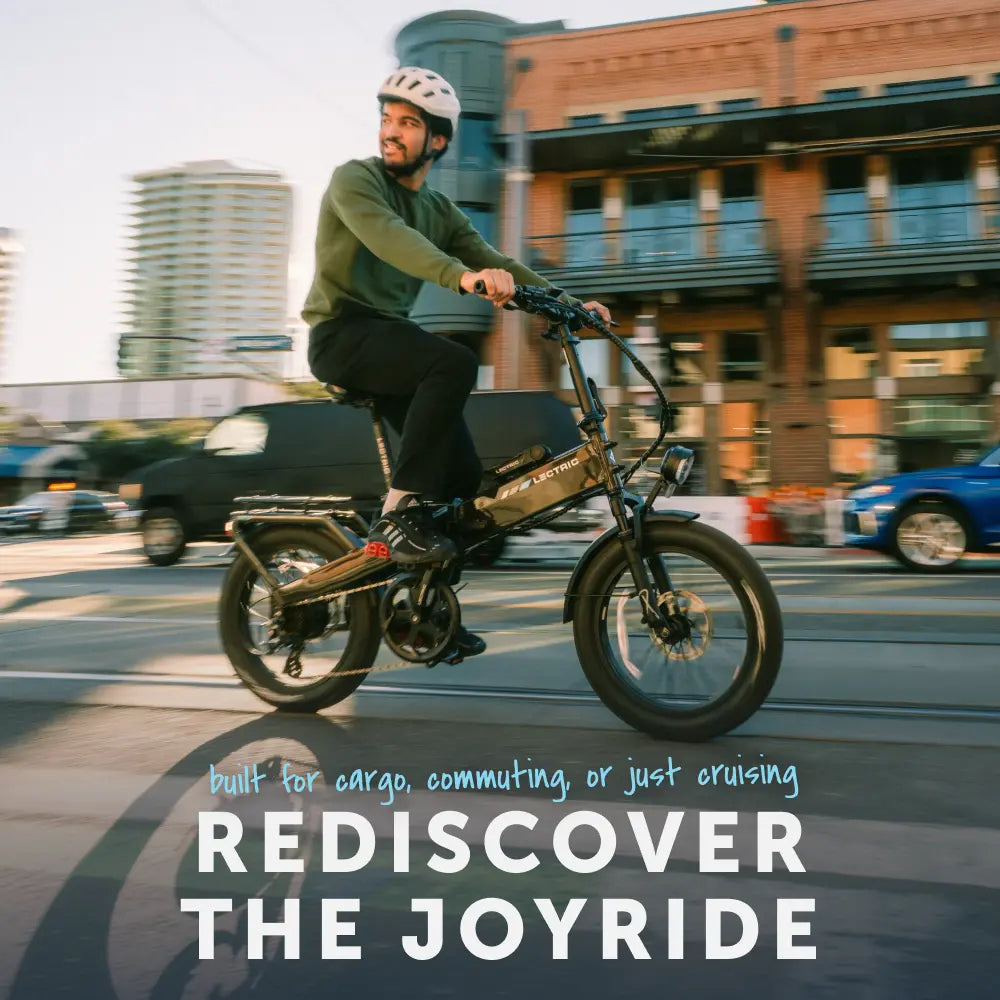 Rider on a Lectric XP4 on a city street