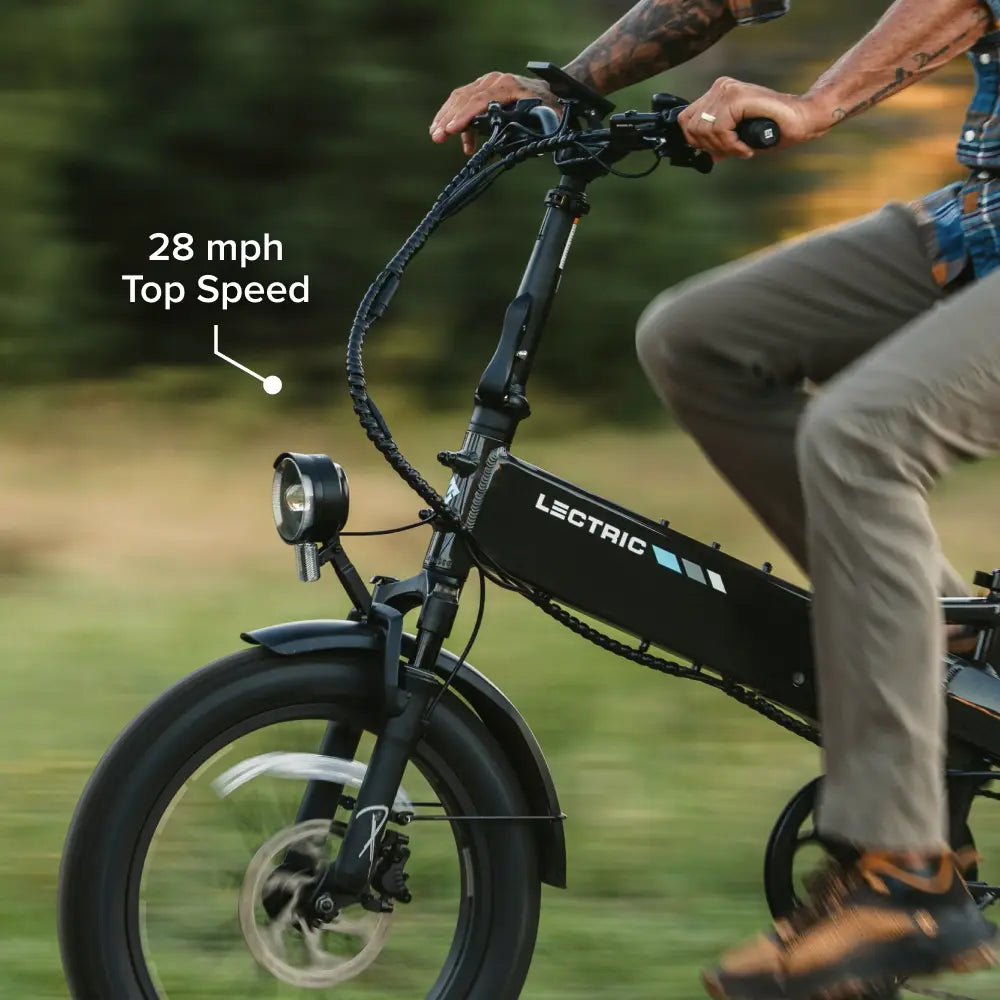 Lectric XP4 in Tempest Grey with top speed graphic