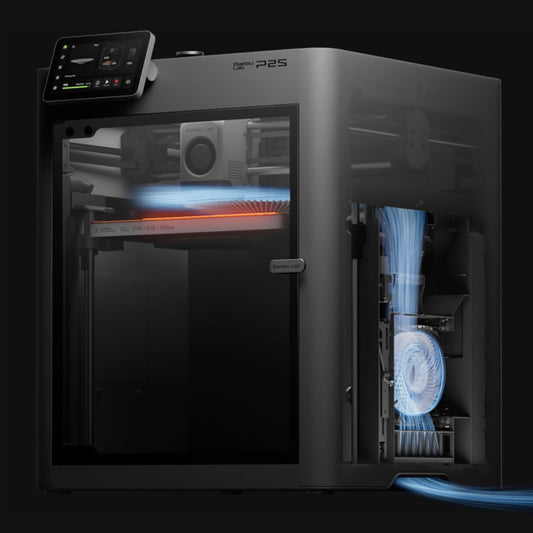 Bambu Lab P2S Combo 3D printer - open door interior view