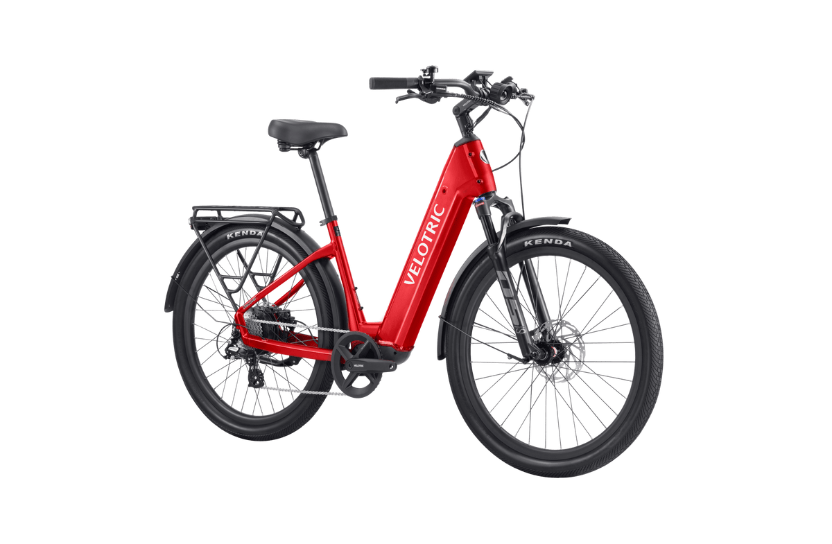 Velotric Discover 2 in Cherry Crimson, front three-quarter view
