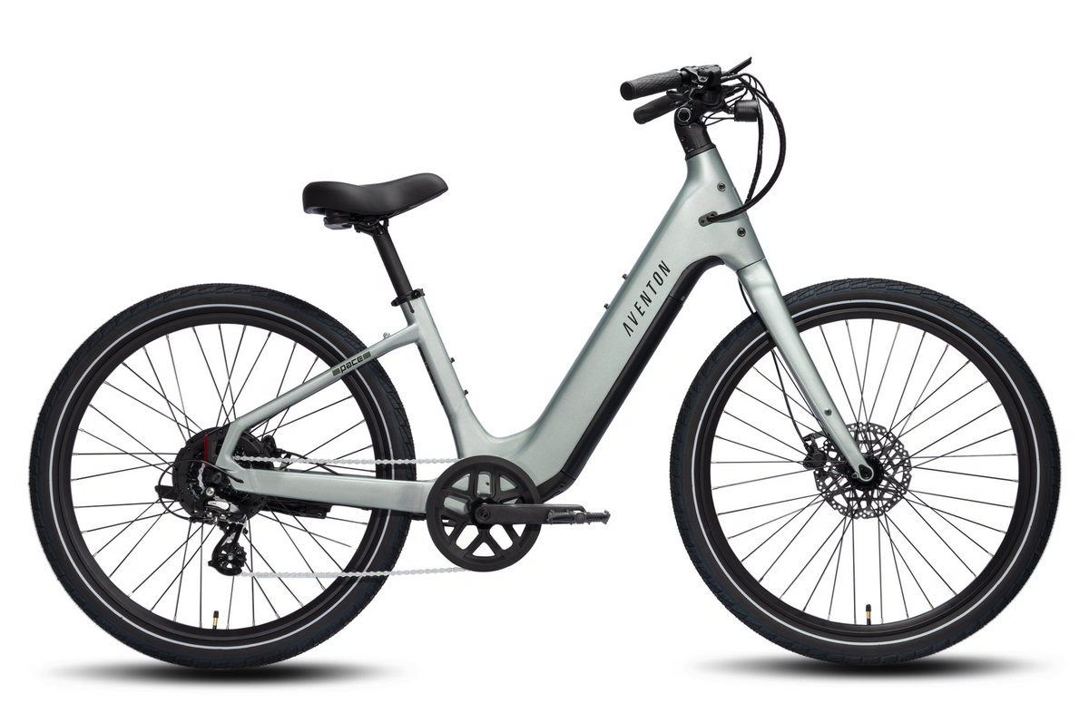 Aventon Pace 5 REC step-through in Anvil, side view