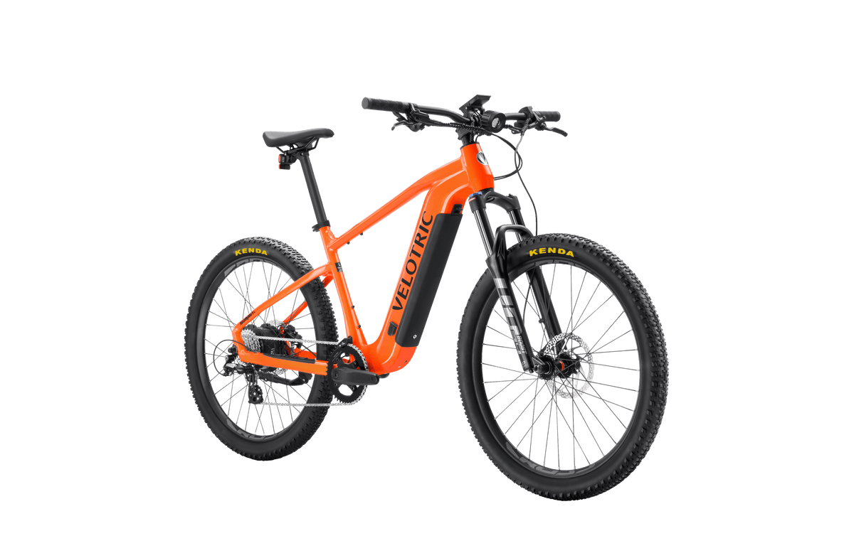 Velotric Summit 1 in Sunrise Orange, front three-quarter view