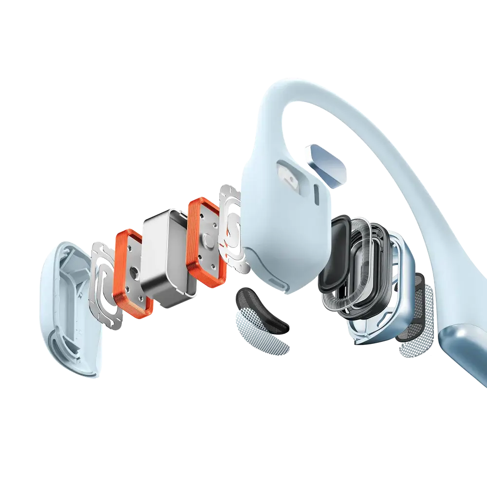 Shokz OpenRun Pro2 headphones in Light Blue - side view