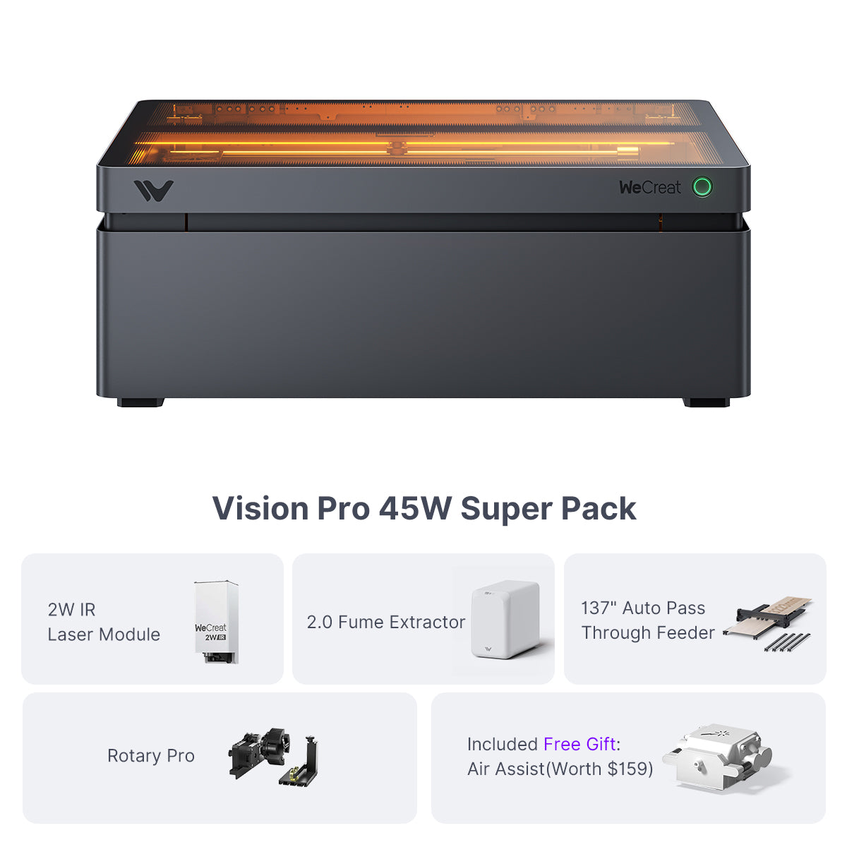 WeCreat Vision Pro 45W laser - super pack