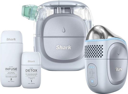 Shark FacialPro Glow hydro-powered facial system in Blue - front view