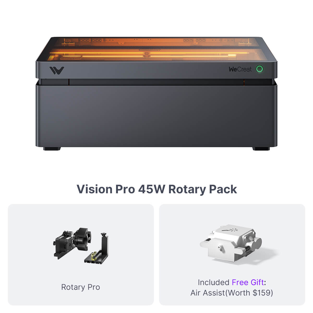 WeCreat Vision Pro 45W laser - rotary pack